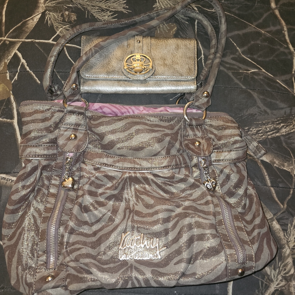 Kathy Van Zeeland Zebra Print Shoulder Bag - With Matching Wallet